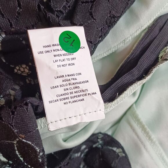 NWT Speechless Mint Lined Lace Skater Dress Sz 9 Leather Trim Floral Overlay 35” - Picture 9 of 9